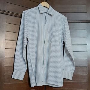 Louis Philippe Men Blue Stripe Cotton Shirt