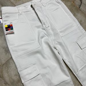 White Wide Leg Cargo