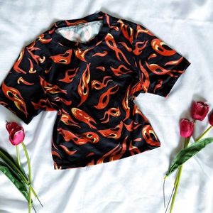 Y2K Hot Flame Crop Top