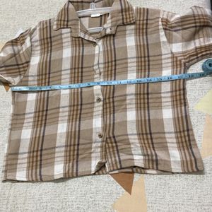 Brown beige Flannel Shirt For Layering