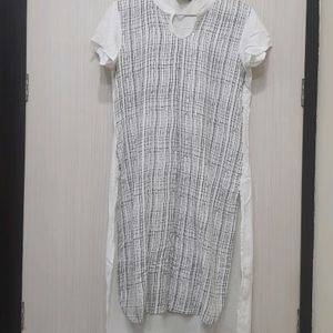 Black And White Rayon Kurti