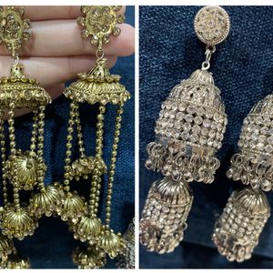 Combo Of 2 Jhumkas Gold And Silver.