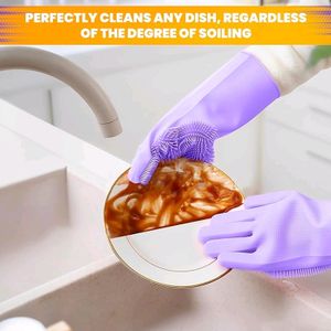 DISHWASHING GLOVES WITH SCRUBBER