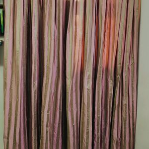 Set Of 2 Door Curtains Silk Blended Pleated