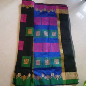 💐elegant Saree💐Black Ganga Jamuna Border