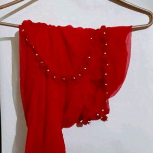 Ethnic Red Frocksuit With Net Dupatta