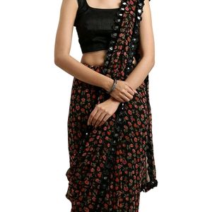 Beautiful Black Printed Saree