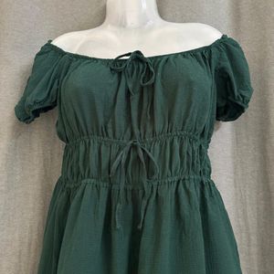 Plus Size Off Shoulder Green Mini Dress For Women