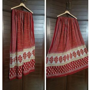 Women Anarkali Gota Pronted Cotton Red Suit Set