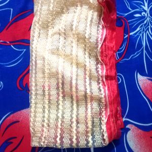 Golden Dupatta With Red Border