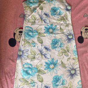 White Floral Print Bodycon Dress