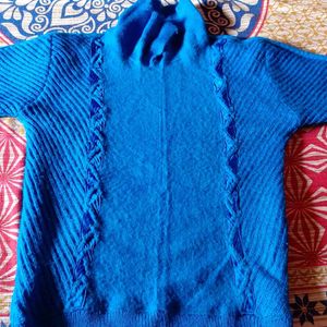 Vintage Style Blue Knitted Sweater For Women