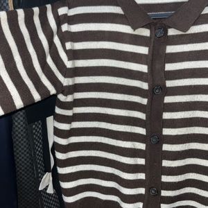 Brown And White Strip Sweater