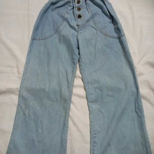 Stretchable Blue Denim Palazzo Pants