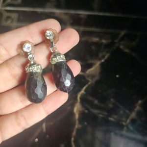 Black Drops With Zirconia Stones