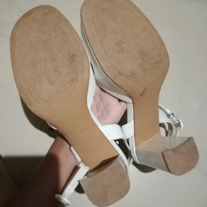 Korean White Block Heel