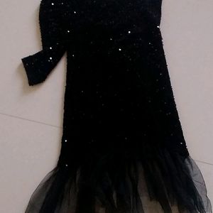 Black Gliterry 1 Off Shoulder Dress