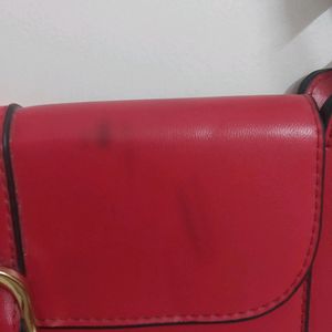 KLEIO Red Faux Leather Handbag