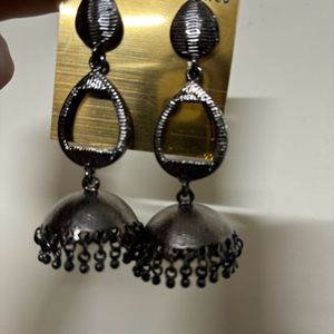 Oxidised Shinny Drop Earrings