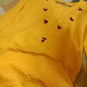 Yellow Embroidery Kurti