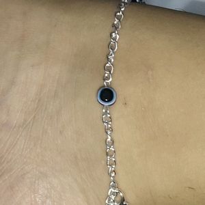 Silver Chain Evil Eye Anklet