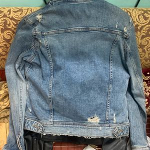 Women Denim Blue Jacket (Torn Style)