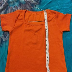 Orange Square Neck Tee