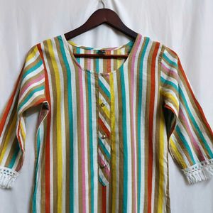 Multicolored Vertical Stripes Kurta