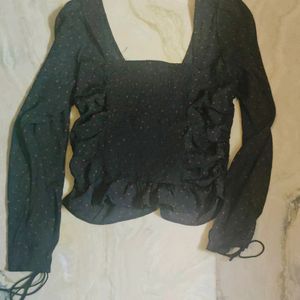 Black Crop Top With Back Elastic