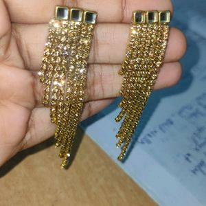 Golden Glittery Earrings .