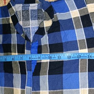 Brand New Check Print Blue Kurta For Women