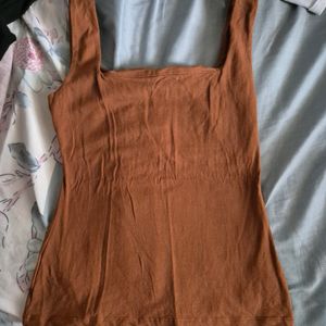 Brown Cotton Tank Top