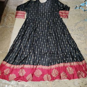 Golden Printed Anarkali Kurti