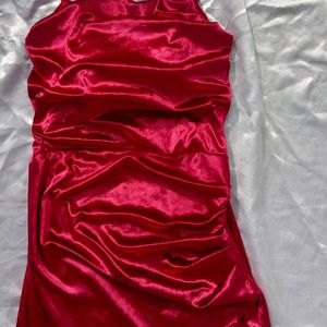 Red Padded Velvet Dress