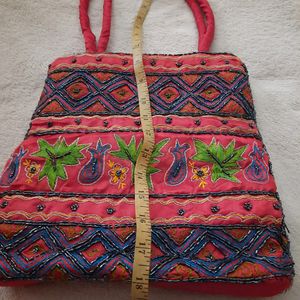 Handbag with Embroidery and Beads.