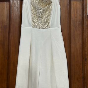 Golden Sequineed White Party Wear Jumpsuit