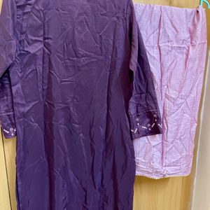 Purple Kurta With Lavender Dupatta