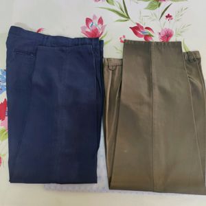 Combo 2 Men Pants Khaki And Navy Blue Color