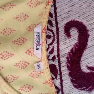 Pure Cotton Yellow Branded Kurti Set For Sale