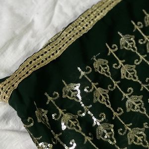 Dark Green Saree