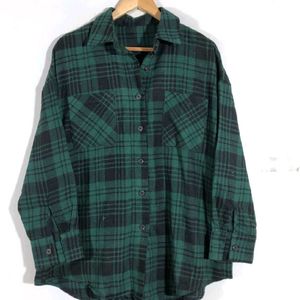 Black and Green Oversized Checked Shirt