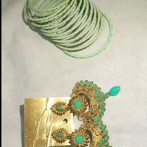 Green Dress With Bangles And Earrings