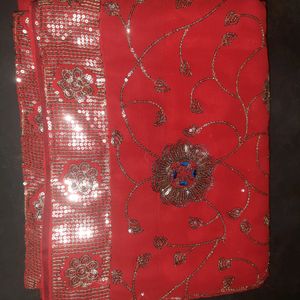 Red Designed Saree