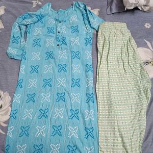 Blue Partywear Kurta Set