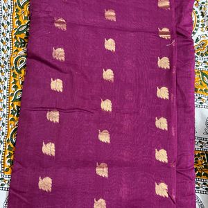 Used Chanderi Cotton Saree for Sale with blouse