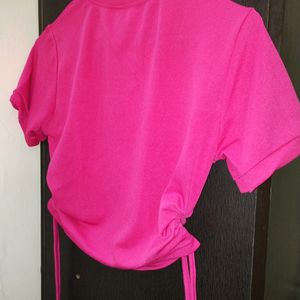 Cotton Stretchable Drawstring Crop Top 💗hot Pink