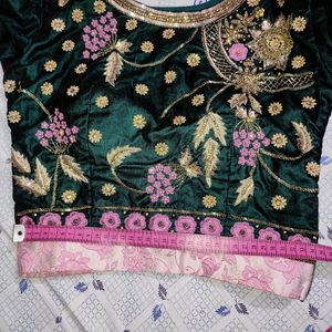 Green Padded Blouse (Pink & Golden Work)