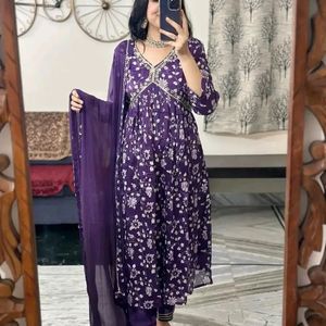 Anarkali Purple Dress Ramzan Special Offer