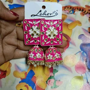 Pink Colour Jhumka