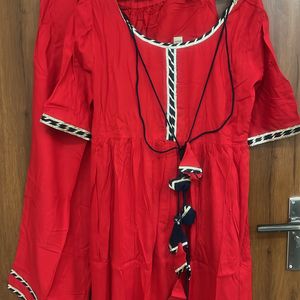 Anarkali Red Kurta With Palazzo For Festive